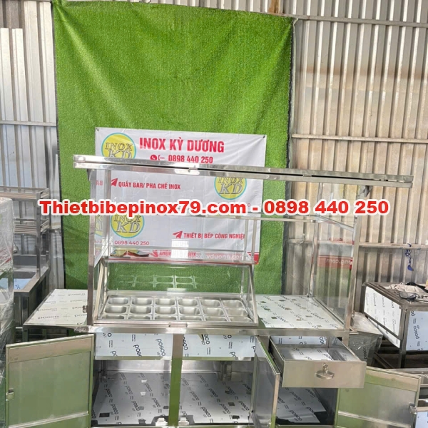 XE TRÀ SỮA INOX 304 CÓ THÙNG ĐÁ ƯỚP LẠNH TOPPING