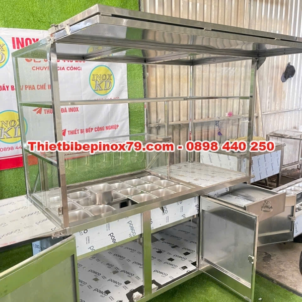 XE TRÀ SỮA INOX 304 CÓ THÙNG ĐÁ ƯỚP LẠNH TOPPING