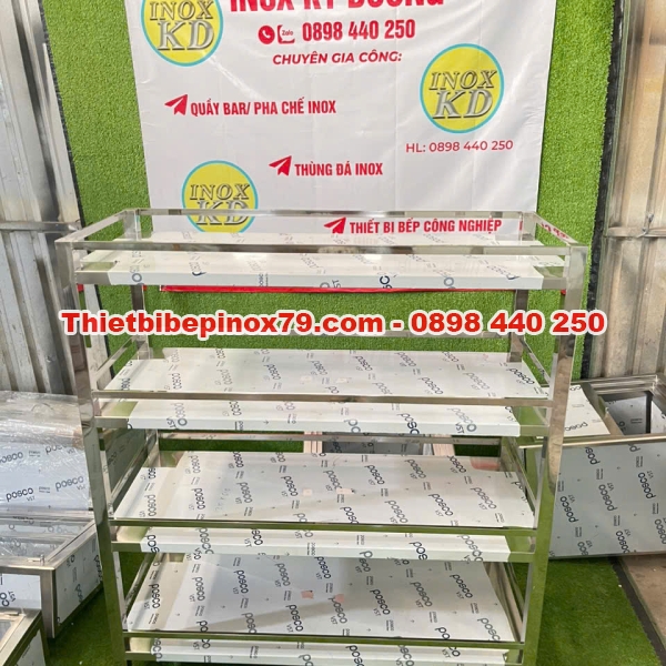 KỆ INOX 304  BỐN TẦNG PHẲNG