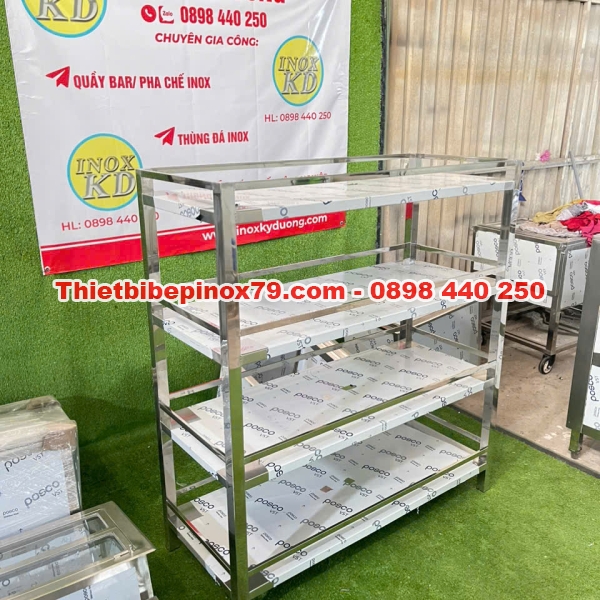 KỆ INOX 304  BỐN TẦNG PHẲNG