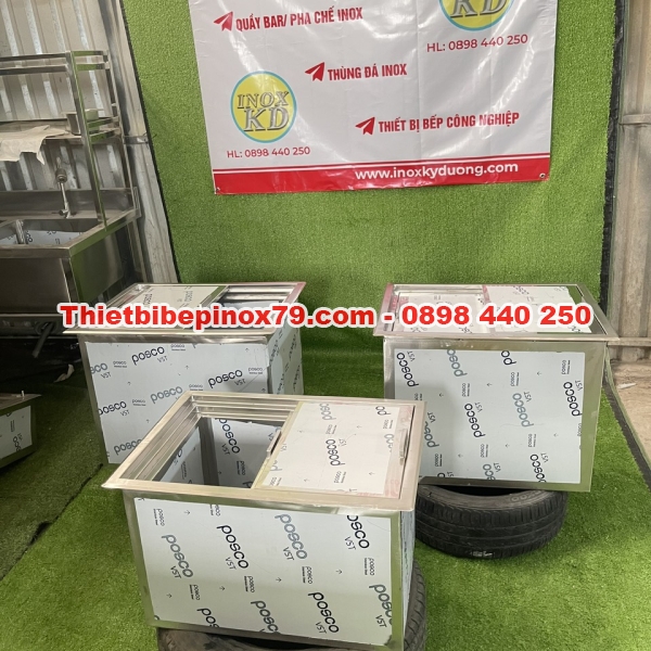 THÙNG ĐÁ INOX ÂM QUẦY GIỮ ĐÁ 2 NGÀY