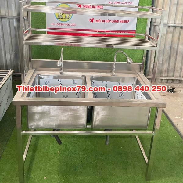CHẬU RỬA CÔNG NGHIỆP HAI HỌC DÙNG TRONG NHÀ BẾP