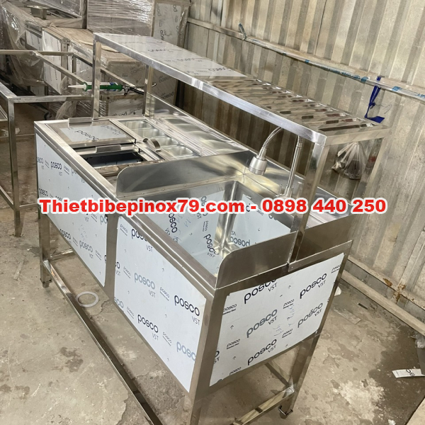 THÙNG ĐÁ INOX TÍCH HỢP CHẬU RỬA INOX CÓ KỆ TRÊN THAO TÁC DỄ DÀNG, TIỆN LỢI, NHANH CHÓNG