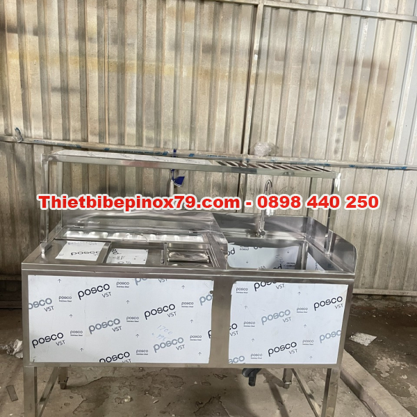 THÙNG ĐÁ INOX TÍCH HỢP CHẬU RỬA INOX CÓ KỆ TRÊN THAO TÁC DỄ DÀNG, TIỆN LỢI, NHANH CHÓNG