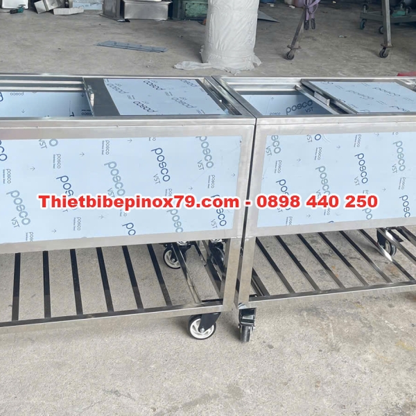 THÙNG ĐÁ INOX 304 CÓ BÁNH XE HÀNG CHÍNH HÃNG 