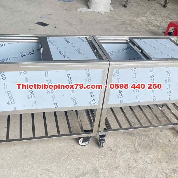 THÙNG ĐÁ INOX 304 CÓ BÁNH XE HÀNG CHÍNH HÃNG 