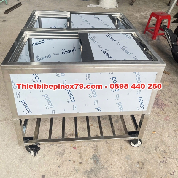 THÙNG ĐÁ INOX 304 CÓ BÁNH XE HÀNG CHÍNH HÃNG 
