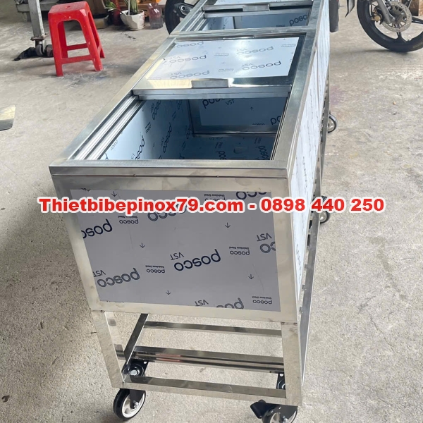 THÙNG ĐÁ INOX 304 CÓ BÁNH XE HÀNG CHÍNH HÃNG 