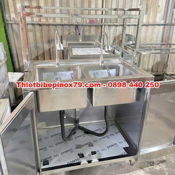 TỦ CHẬU RỬA INOX HAI HỌC