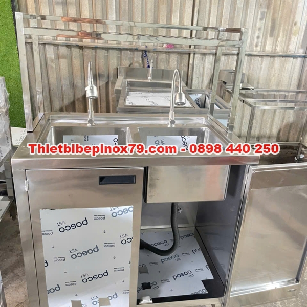 TỦ CHẬU RỬA INOX HAI HỌC