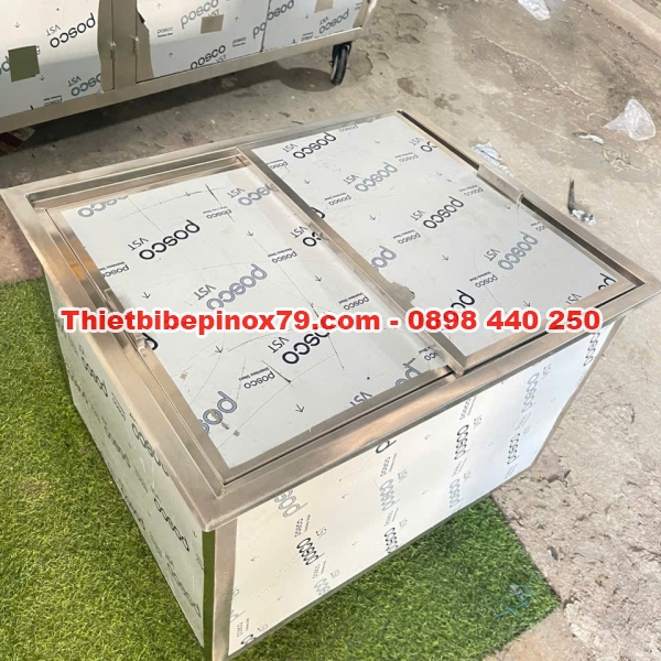 THÙNG ĐÁ INOX 304 ÂM QUẦY GIỮ ĐÁ 2 NGÀY