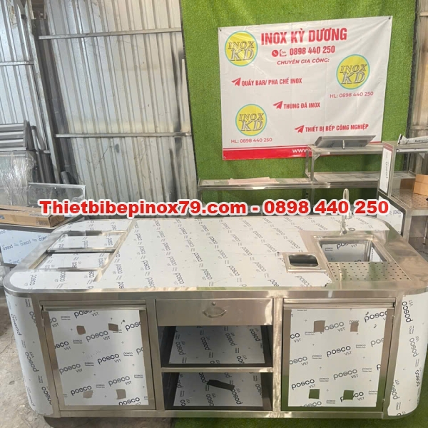 QUẦY PHA CHẾ CÀ PHÊ BO CONG INOX 304