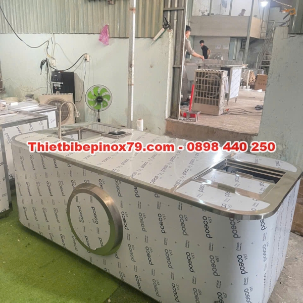 QUẦY PHA CHẾ CÀ PHÊ BO CONG INOX 304