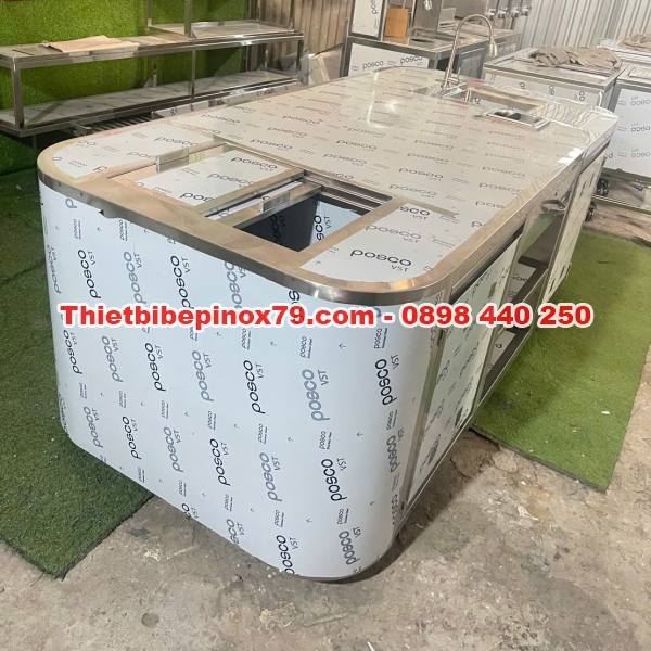 QUẦY PHA CHẾ CÀ PHÊ BO CONG INOX 304