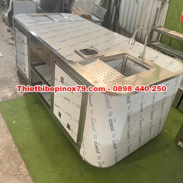 QUẦY PHA CHẾ CÀ PHÊ BO CONG INOX 304