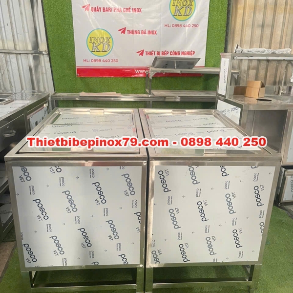 THÙNG ĐÁ INOX 304 HÀNG CHÍNH HÃNG DÙNG TRONG QUÁN ĂN, NHÀ HÀNG