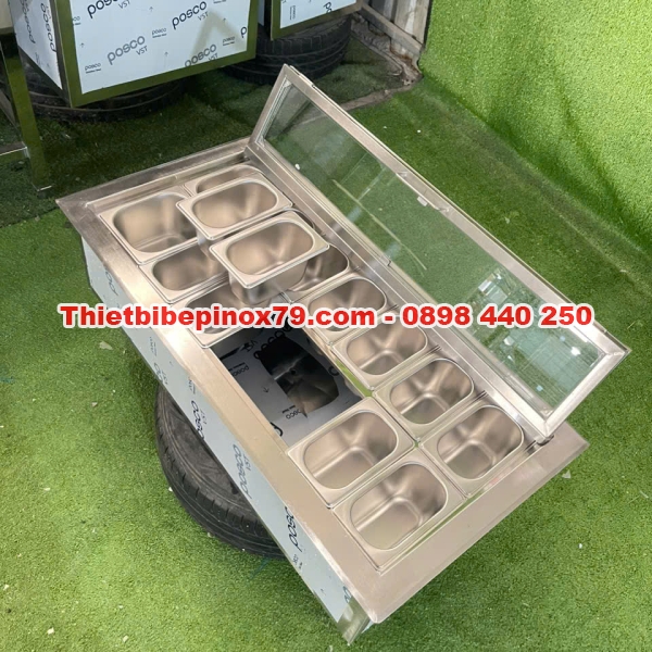 THÙNG ĐÁ INOX ƯỚP LẠNH KHAY TOPPING GIÁ RẺ