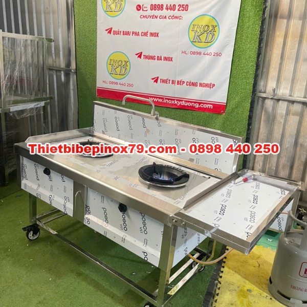 BẾP Á CÔNG NGHIỆP HAI HỌNG CÓ BÀN GẬP