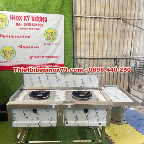 BẾP Á CÔNG NGHIỆP HAI HỌNG CÓ BÀN GẬP