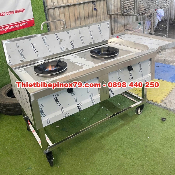 BẾP Á CÔNG NGHIỆP HAI HỌNG CÓ BÀN GẬP