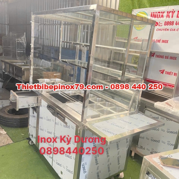 XE TRÀ SỮA INOX 304 CÓ THÙNG ĐÁ GIỮ NHIỆT