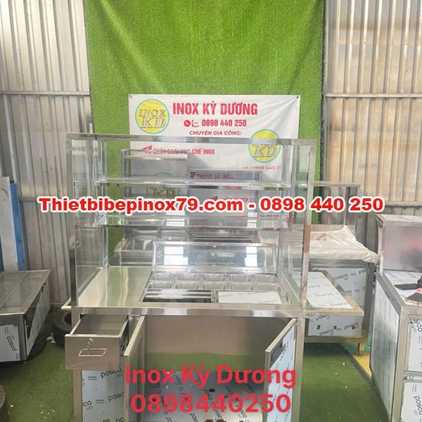XE TRÀ SỮA INOX 304 CÓ THÙNG ĐÁ GIỮ NHIỆT