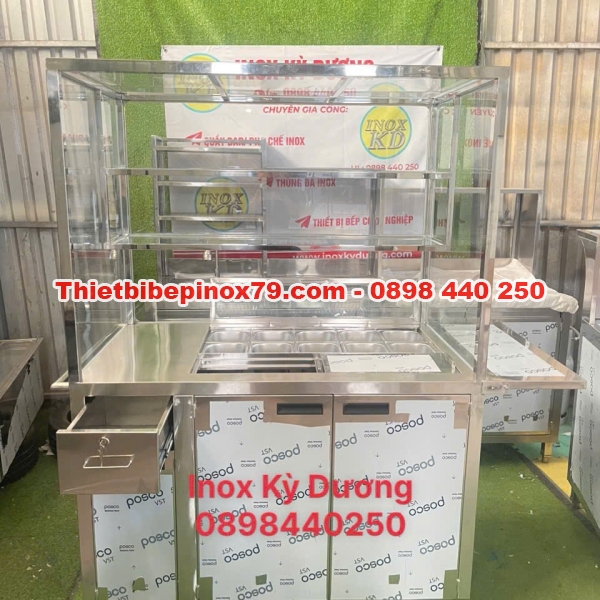 XE TRÀ SỮA INOX 304 CÓ THÙNG ĐÁ GIỮ NHIỆT