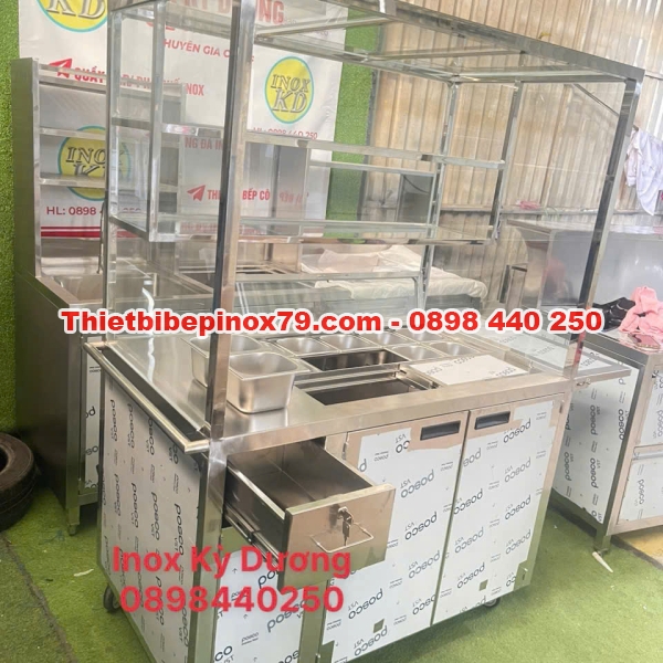 XE TRÀ SỮA INOX 304 CÓ THÙNG ĐÁ GIỮ NHIỆT