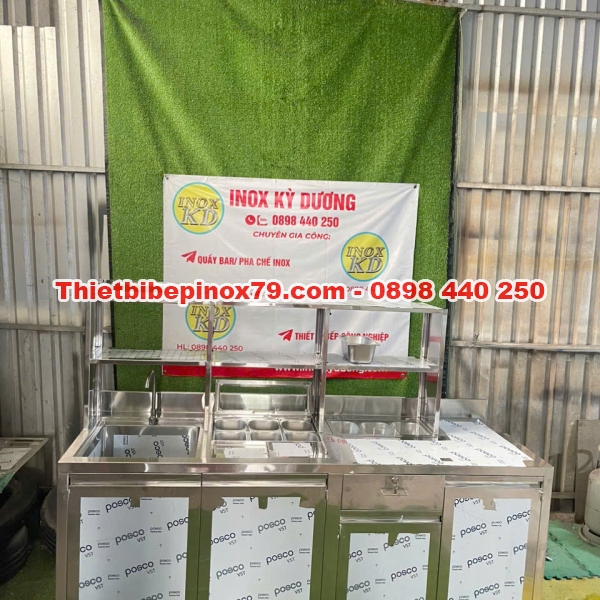 QUẦY PHA CHẾ TRÀ SỮA INOX 304 SẢN XUẤT TẠI XƯỞNG GIÁ RẺ