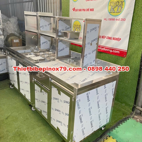 QUẦY PHA CHẾ TRÀ SỮA INOX 304 SẢN XUẤT TẠI XƯỞNG GIÁ RẺ