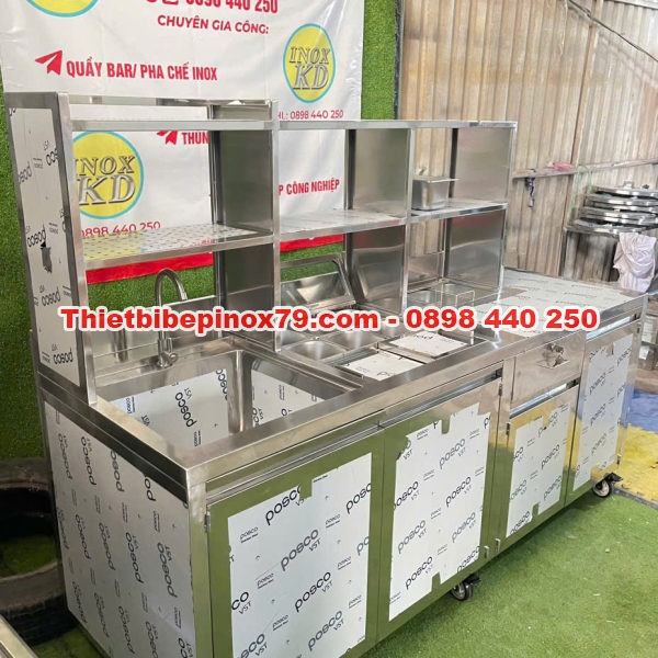 QUẦY PHA CHẾ TRÀ SỮA INOX 304 SẢN XUẤT TẠI XƯỞNG GIÁ RẺ