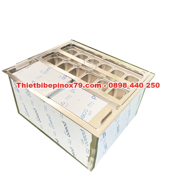 Thùng Đá Inox Kèm Khay Topping Giá Tốt