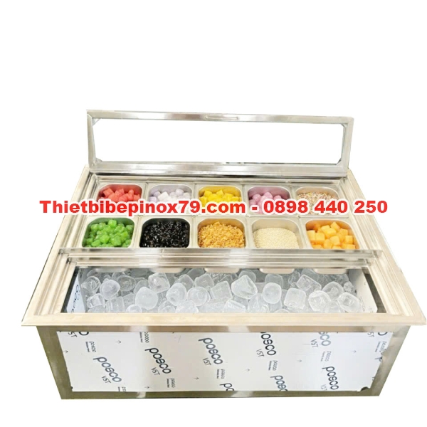Thùng Đá Inox Kèm Khay Topping Kỳ Dương