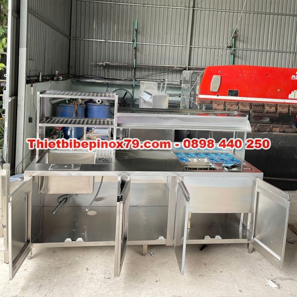 Quầy pha chế trà sữa inox 304 chính hãng