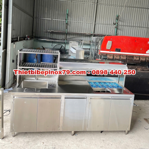 Quầy pha chế trà sữa inox 304 chính hãng