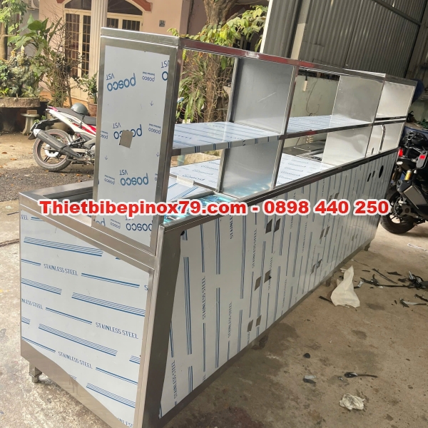 Quầy pha chế trà sữa inox 304 đầy đủ chức năng sử dụng
