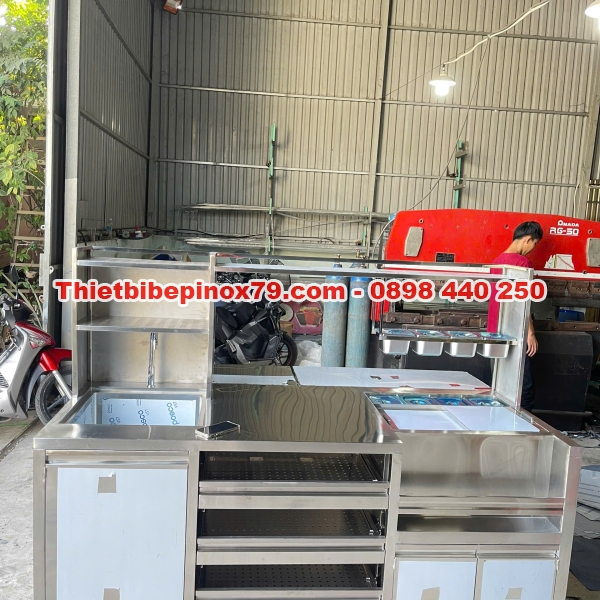 Quầy pha chế trà sữa inox giá rẻ nhất hiện nay tại xưởng inox kỳ dương