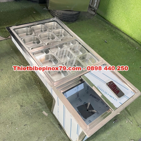 Thùng đá inox kem khay topping giữ nhiệt sản xuất theo yêu cầu
