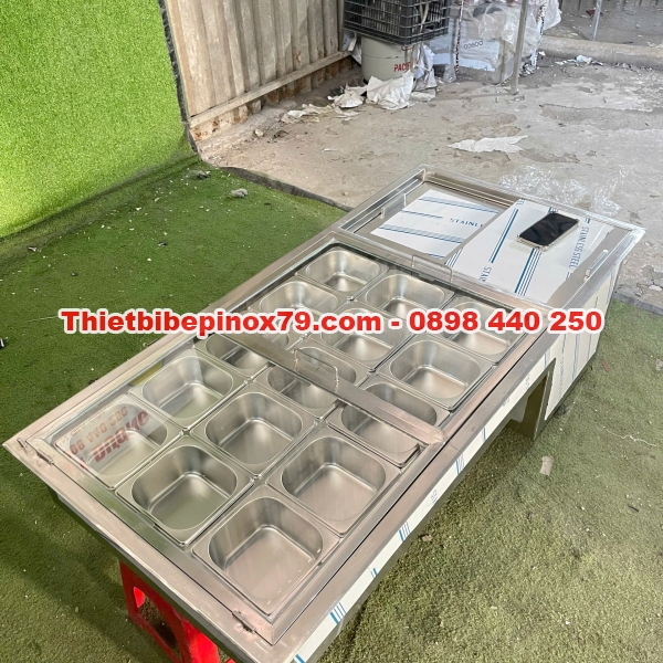 Thùng đá inox kem khay topping giữ nhiệt sản xuất theo yêu cầu