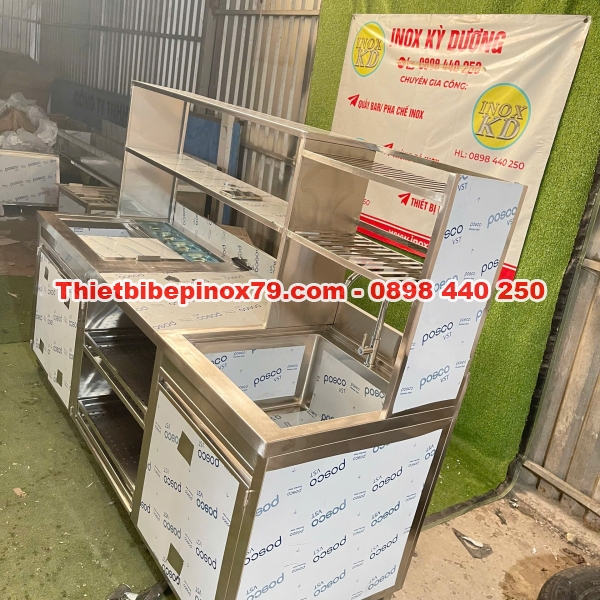 Quầy Pha Chế Inox Đa Năng Có Chậu Rửa & Thùng Đá – Thiết Bị Quầy Bar Chuyên Nghiệp
