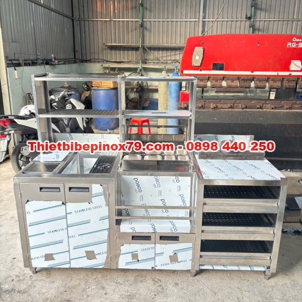 QUẦY PHA CHẾ INOX 304 ĐA NĂNG CAO CẤP – THIẾT KẾ CHUYÊN NGHIỆP CHO MÔ HÌNH TRÀ SỮA VÀ CAFE