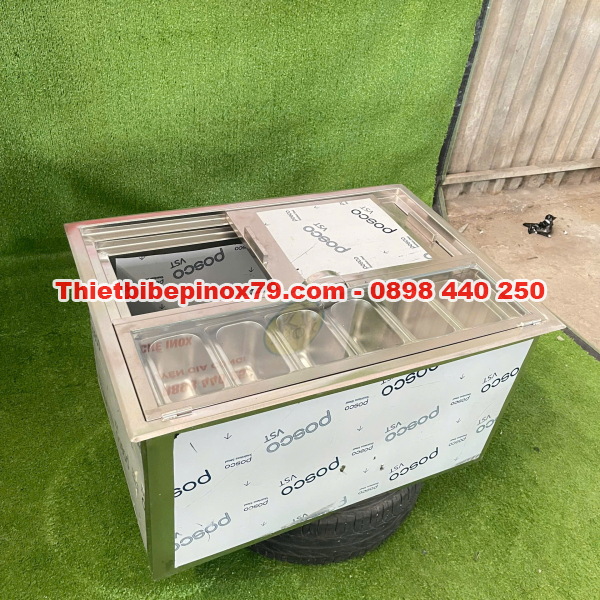 THÙNG ĐÁ INOX 304 ÂM QUẦY 5 KHAY TOPPING GIỮ LẠNH HIỆU QUẢ, TỐI ƯU KHÔNG GIAN PHA CHẾ