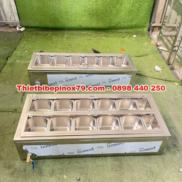 THÙNG ĐÁ INOX 304 TÍCH HỢP KHAY TOPPING CHUYÊN DỤNG – THIẾT KẾ HIỆN ĐẠI, GIA CÔNG TẠI XƯỞNG