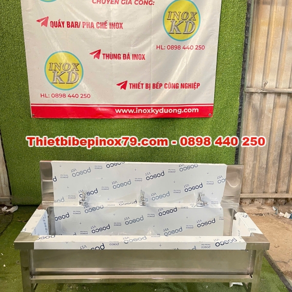 CHẬU RỬA INOX 304 THIẾT KẾ CÔNG NGHIỆP 3 VÒI CAO CẤP 