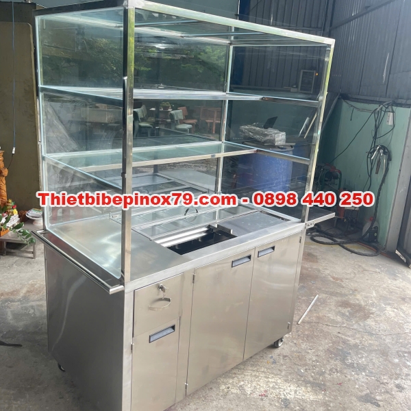 XE TRÀ SỮA DI ĐỘNG INOX 304 KÍNH TRONG SUỐT, DỄ DÀNG QUAN SÁT SẢN PHẨM