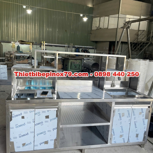 QUẦY PHA CHẾ INOX 304 ĐA NĂNG THIẾT KẾ CHUYÊN NGHIỆP CHO QUÁN CAFE, TRÀ SỮA, BAR