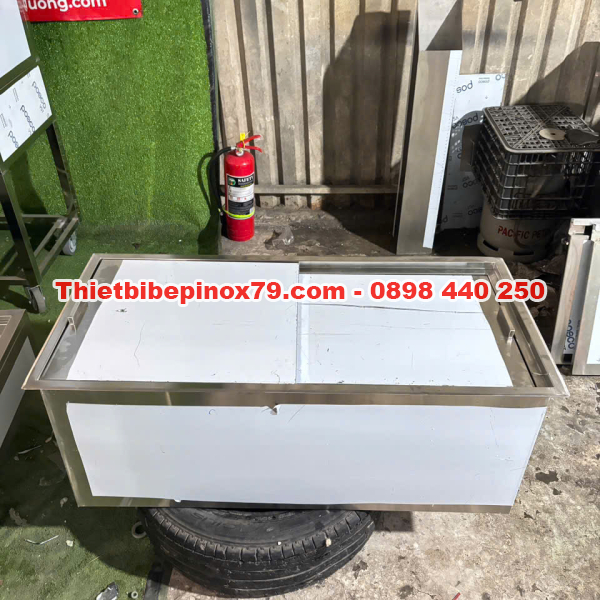 THÙNG ĐÁ INOX ÂM QUẦY BẢO QUẢN ĐÁ LÂU TAN GIA CÔNG TẠI XƯỞNG