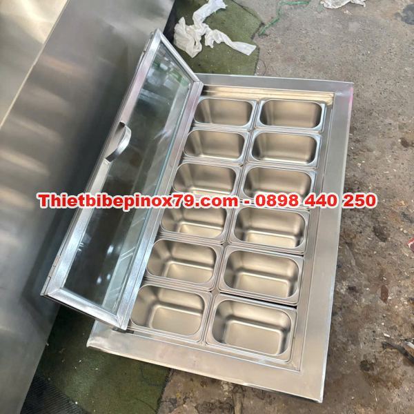 THÙNG ĐÁ INOX 304 KHAY TOPPING GIỮ NHIỆT TỐT TIẾT KIỆM CHI PHÍ GIA XƯỞNG