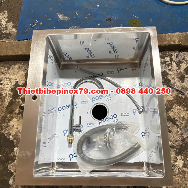 CHẬU RỬA INOX 304 ÂM QUẦY KÈM ĐẦY ĐỦ PHỤ KIỆN GIA CÔNG TẠI XƯỞNG   
