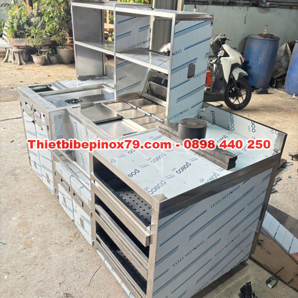 QUẦY PHA CHẾ INOX 304 TÍCH HỢP ĐẦY ĐỦ CÔNG NĂNG, TIỆN LỢI, DỄ SỬ DỤNG GIA CÔNG TẠI XƯỞNG